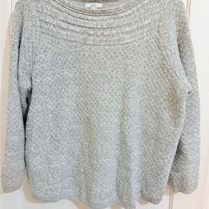 Croft & Barrow Gray Cowl Neck Sweater with Textured Knit